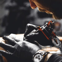 STRONGHAND® Nitrilhandschuh *SHATIN*, Schwarz, Puderfrei, Lebensmittelgeeignet, Gr. 7 - 10, Spenderbox à 100 Stück