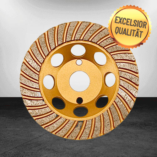 GUT-Dia.-Schleiftopf TURBO EXCELSIOR (Naturstein) - Ø 125mm x 22,23 - K100 / 120