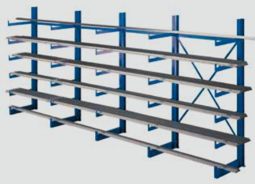 Schulte Lagertechnik Anbaufeld K 1000 Kragarmregal-Set, enzianblau (RAL 5010), 6 Ebenen (inkl. Fußebene)